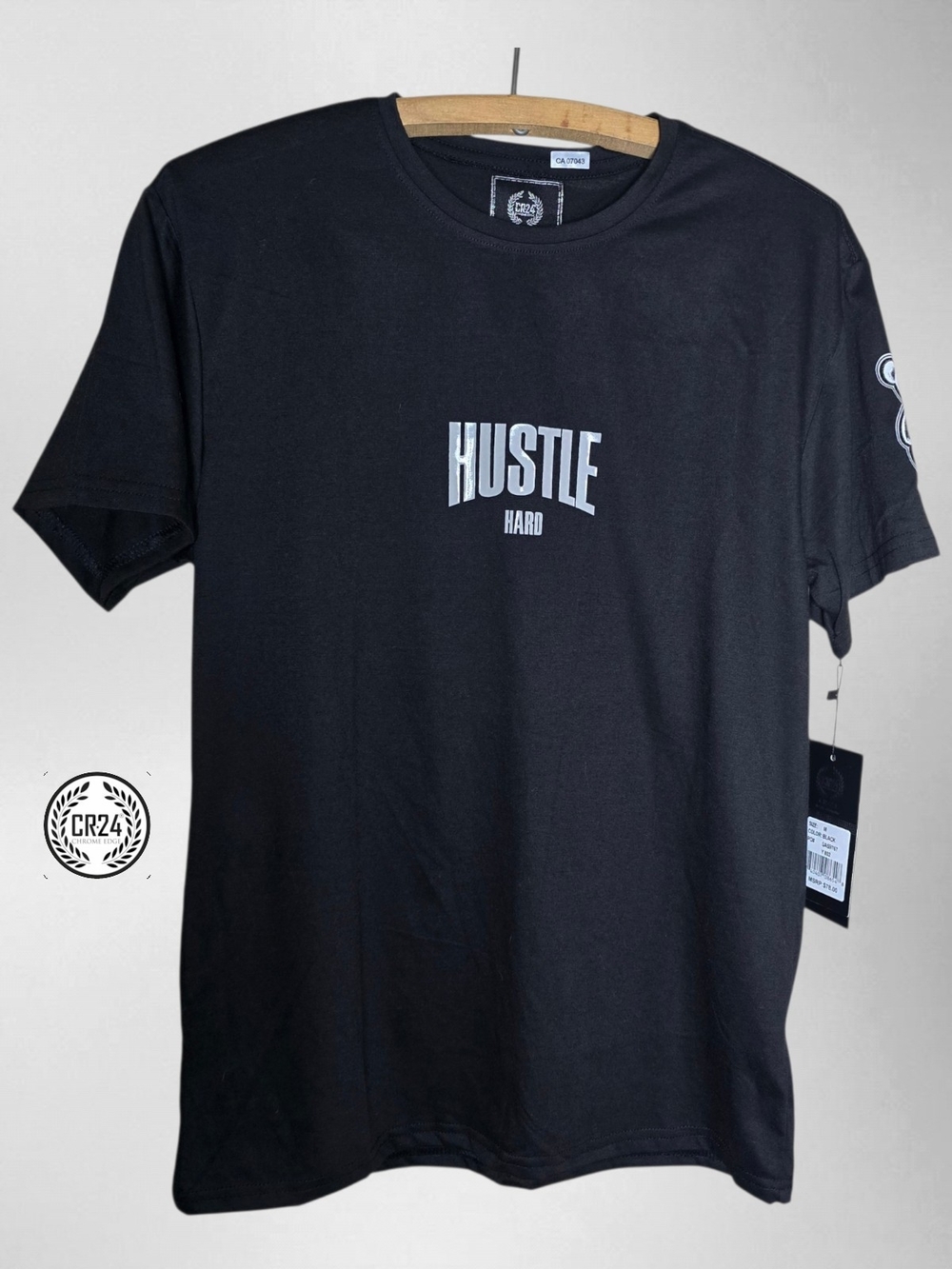 🆕️ CR24 Hustle Hard Black Teddy Graphic T-Shirt - Medium